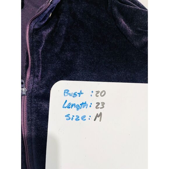 Oleg Cassini for Sare Moda velour sweater VTG purple full zip women's  M - Picture 5 of 5